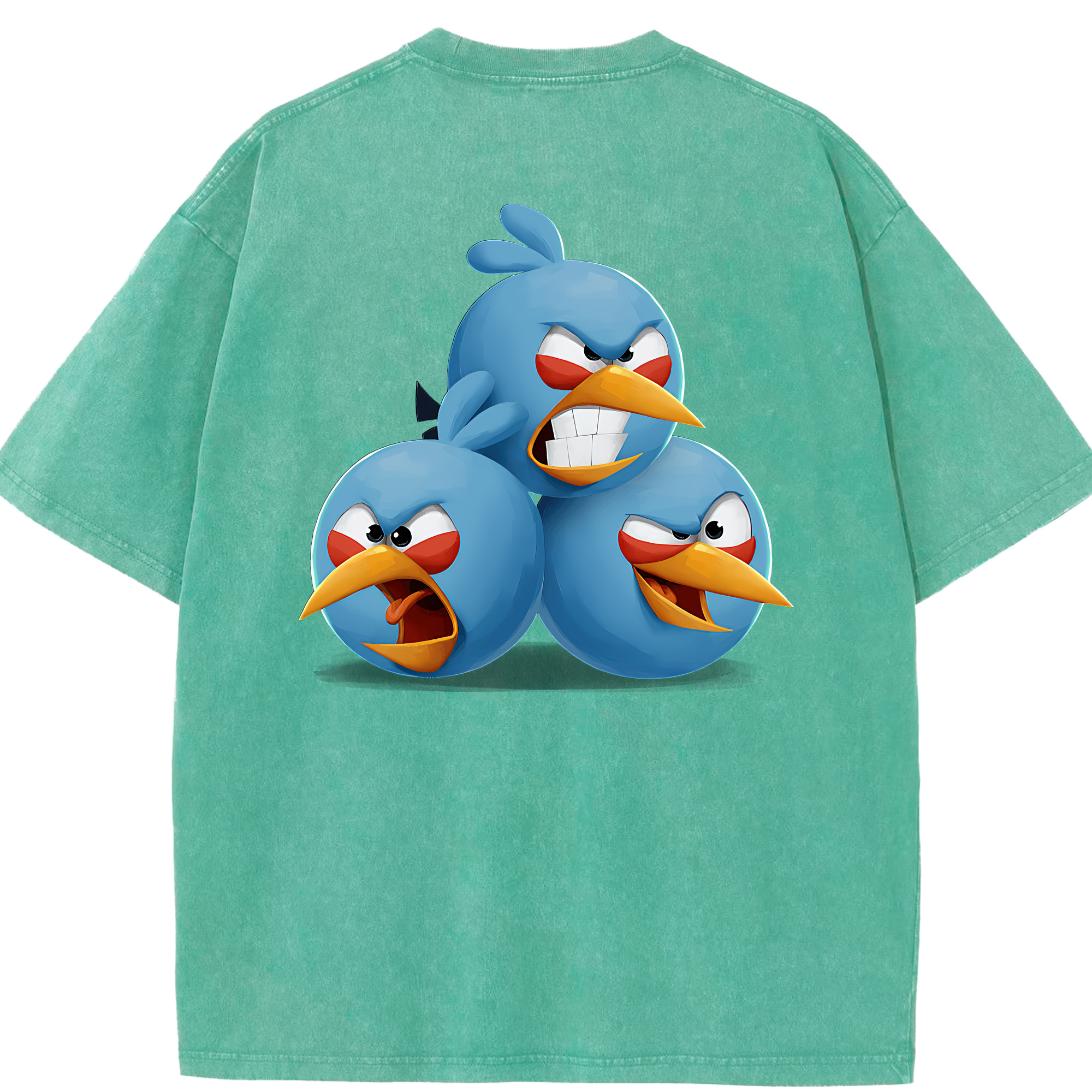 （画像用） Angry Birds アングリーバード 綿100% ヴィンテージ風 半袖Tシャツ（背面プリント）